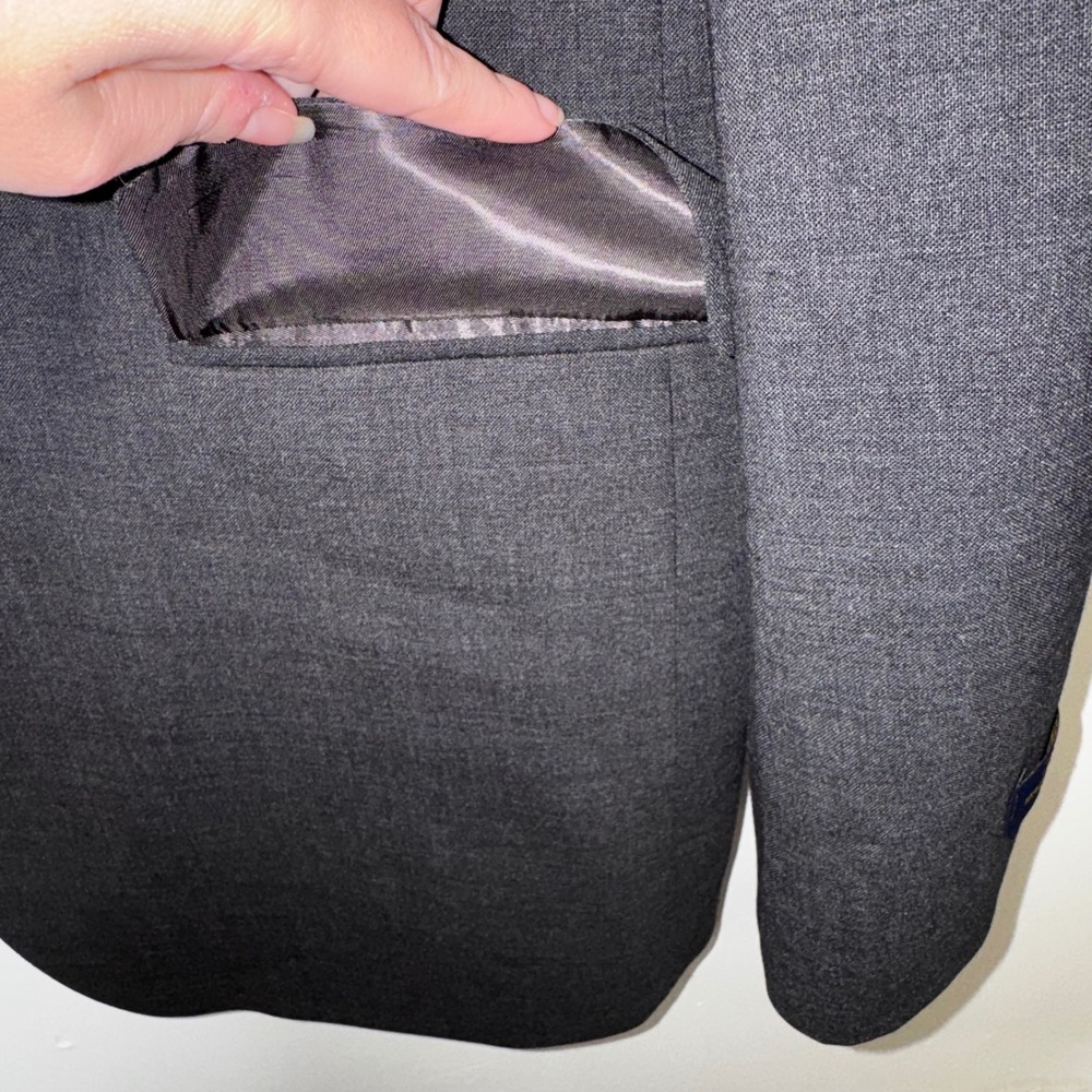 Brooks Brothers 346 Mens 44L Charcoal Grey Stretch Wool 3 Button Blazer Jacket - Picture 6 of 14
